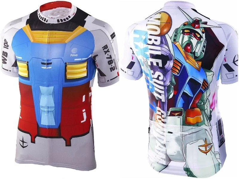 Maillot de Ciclismo Bandai Mobile Suit Gundam RX-78-2 con Estampado de Gundam, Tejido Transpirable de Secado Rápido, Ropa de Ciclismo de Anime de Manga Corta
