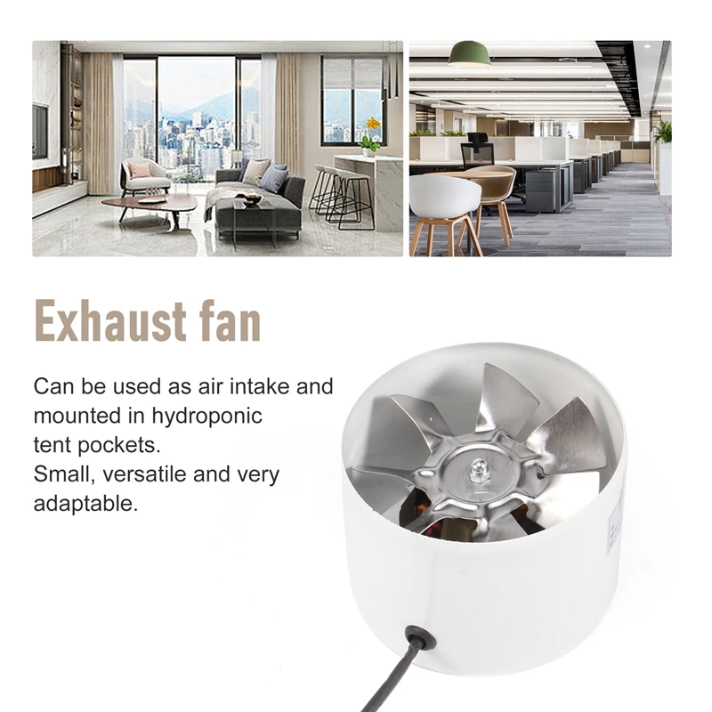 ABHU-ventilador de conducto en línea de 220V, ventilador de escape de refuerzo, Ventilación de refrigeración de aire, blanco