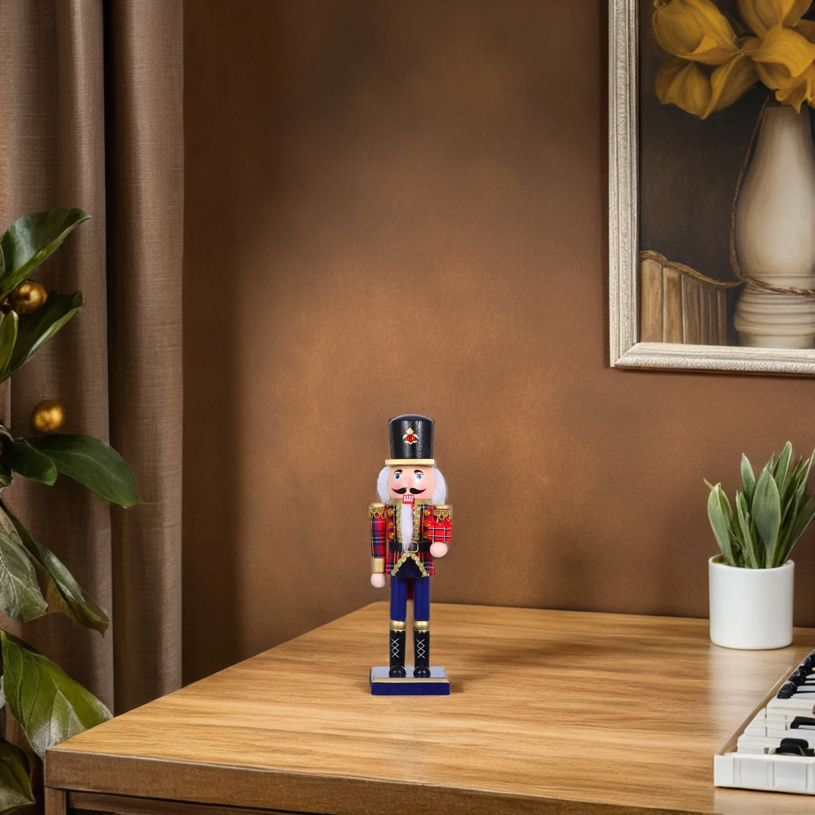 

Wooden Nutcracker Soldier Christmas Decoration 25cm Classic Traditional Nutcracker Figure Holiday Tabletop Shelf Xmas Home Decor