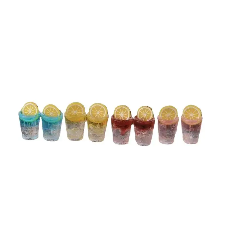 2Pcs Miniature Lemon Iced Drink Cup Models Resin DIY Dollhouse Food Props for Mini Photo Booth Props