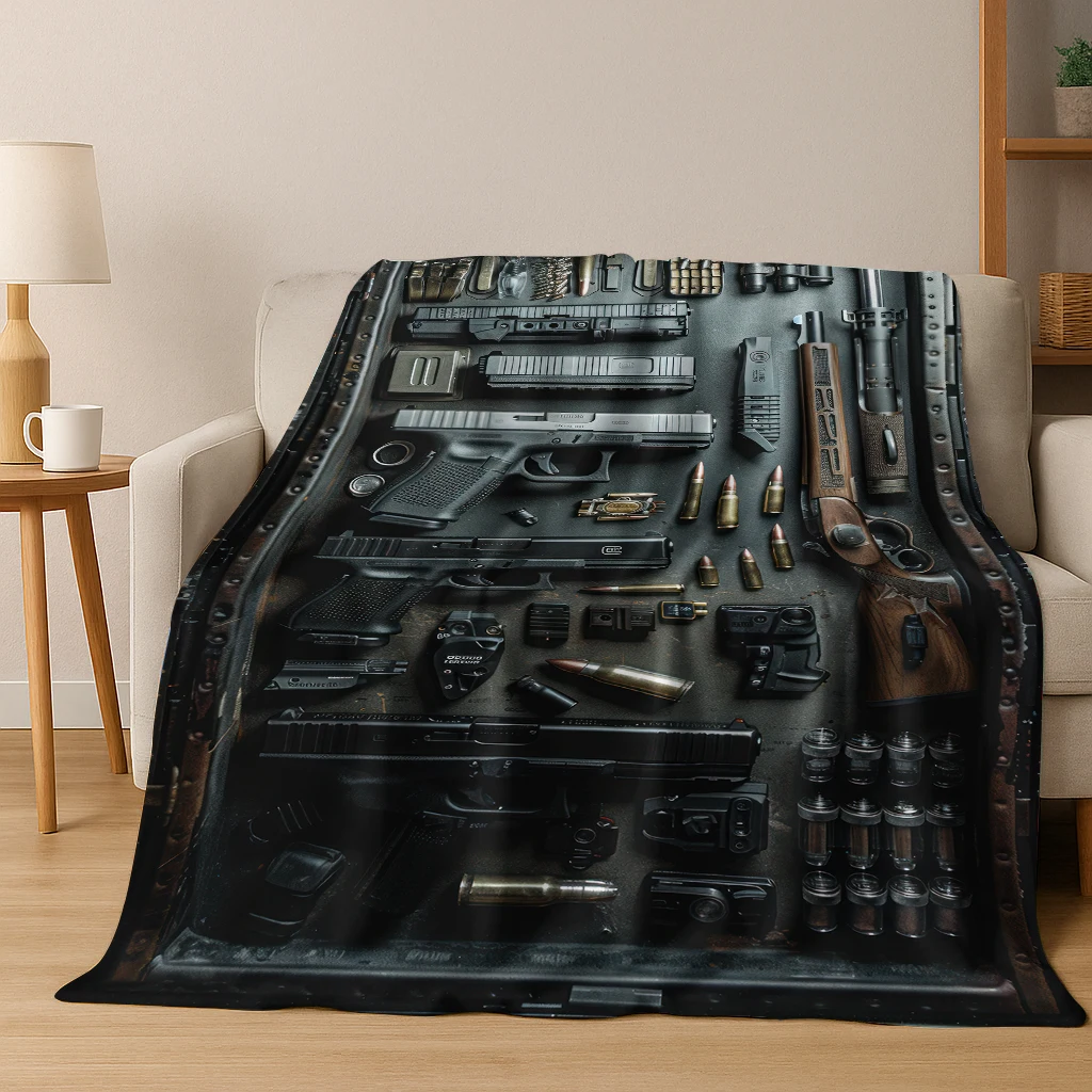 

Wood Metal Gun Case Box Military Equipment Flannel Blanket,Cozy Soft Throw Blanket for Home Bedroom Bed Sofa Picnic Cover Gift