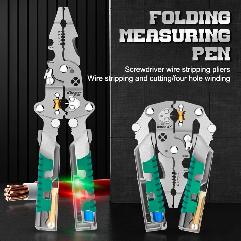 

Многофункциональные электрические плоскогубцы 5-в-1: складные, для зачистки проводов, из нержавеющей стали, с функцией резки, тестер напряжения, острогубцы (1 шт.)