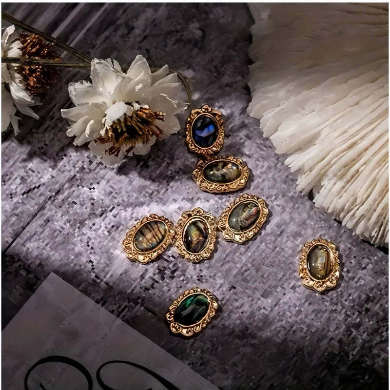 12 Stück Vintage-inspirierte Legierungs-Strass-Nagel-Charms – Y2K-Marmor-Effekt-Shell-Nagelkunst-Zubehör – Detail 6
