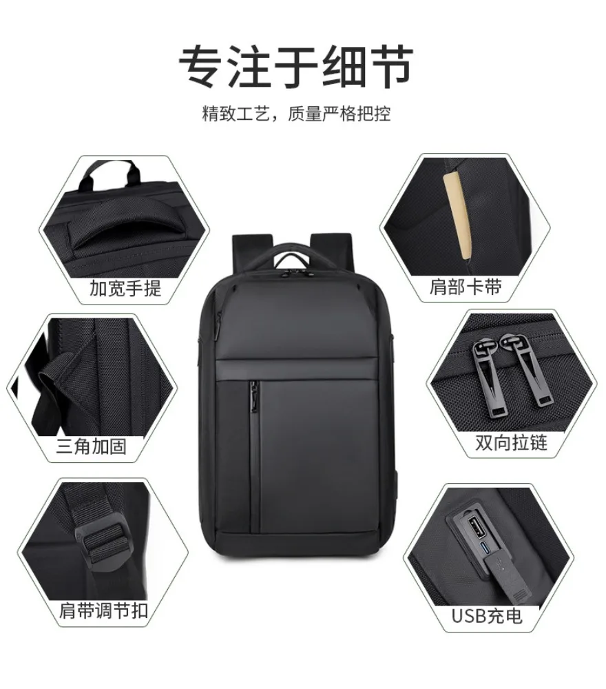 

Gray business laptop backpack with vertical front pocket design water resistant fabric suitable for office commute work trips