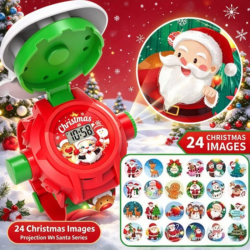Christmas New Year Gift Interactive Projection Watch Toy for Kid with 24 Learning Scenes Early Cognition Fun Flip Boys and Girls