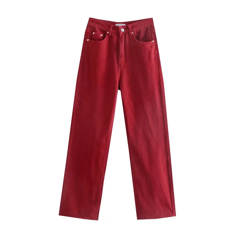 

Straight Leg High Waist Jeans Women's Casual Versatile Autumn New Sle Long Pants Button Closure Denim