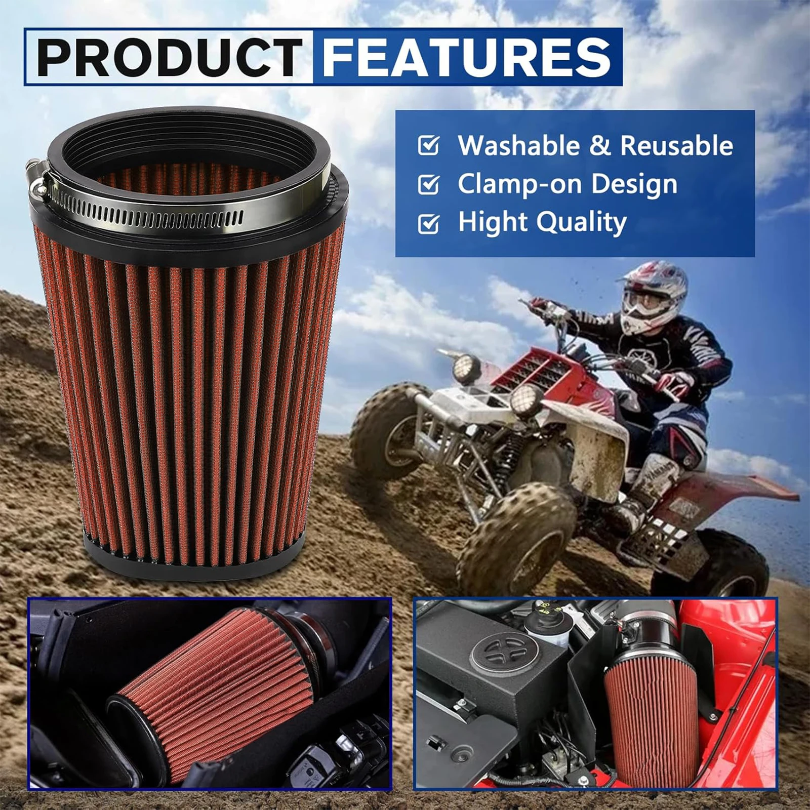 Air Filter Air Cleaner YA-3502 for Yamaha Banshee 350 YFZ350 YFZ350SE YFZ350LE Raptor 700 YFM700 YFM700R YFM700RSE YFM700RSP