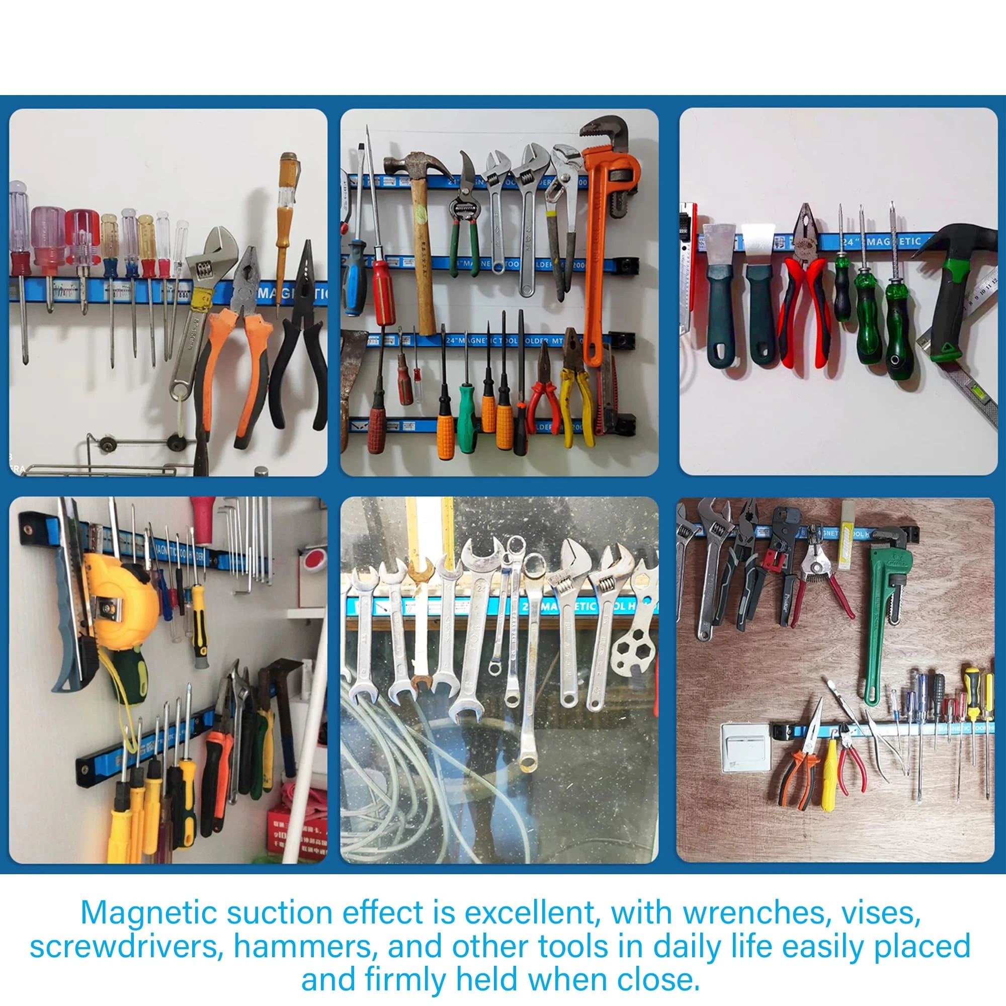 Strong Magnetic Tool Holder Heavy-duty Magnet Tool Bar Wrench Garage Organizer Wall Mounted Tool Storage Bar Strip Rack