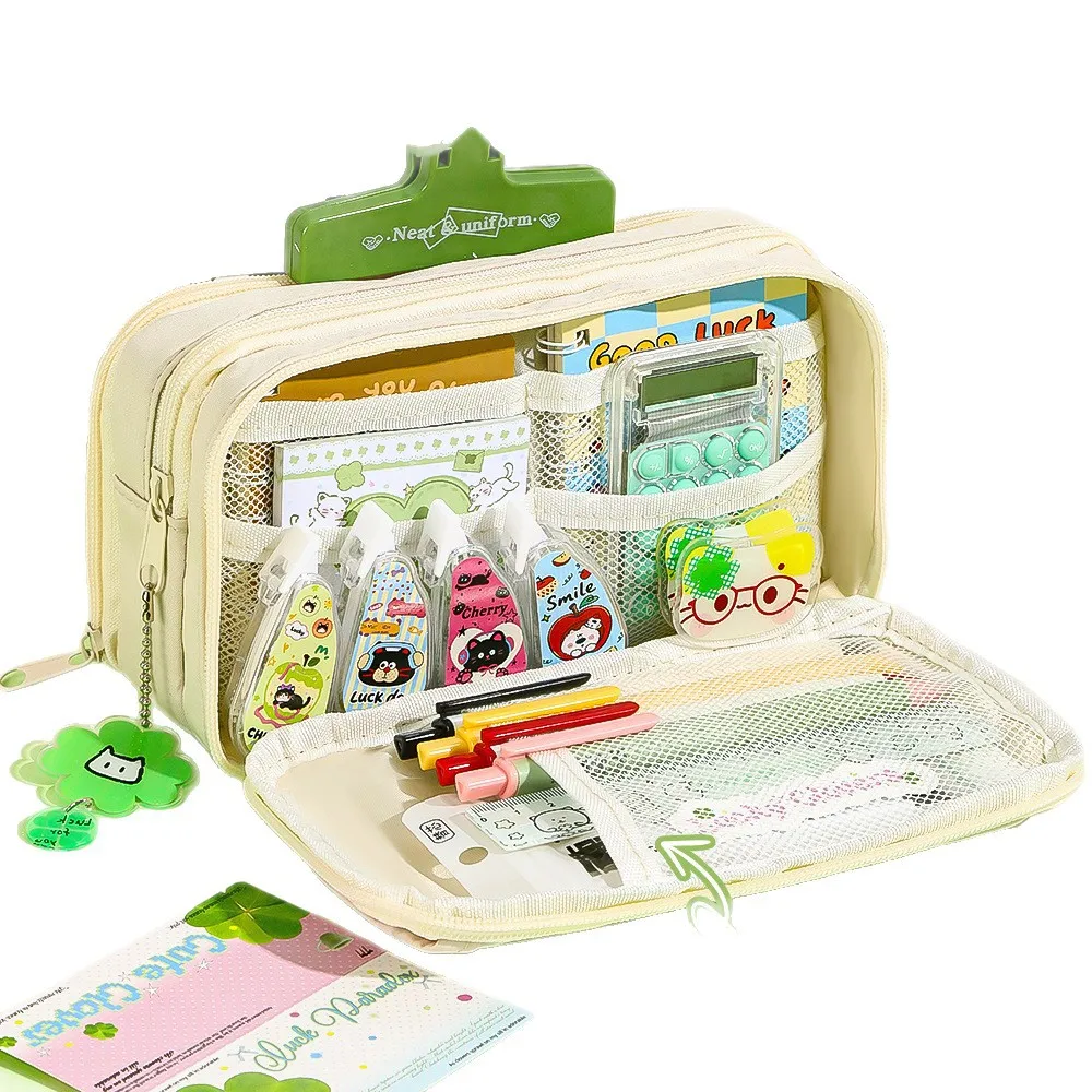 

Clover Cat Super Large Capacity Clear Pencil Case – 2026 High-Look Pencil Bag Stationery High-Aesthetic Pencil Box for Girls