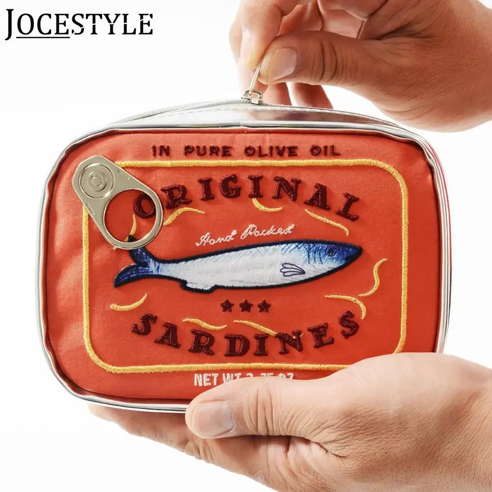 Cute Cosmetic Bag Sardines Cans Shape Funny Bag Creative Portable Toiletry Bag Fashion Zipper Multi-function Soft Makeup Bags