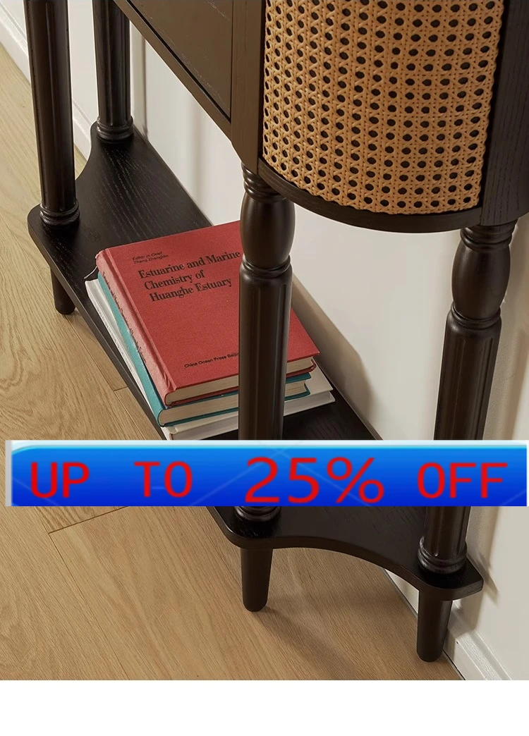 

LMM solid wood entrance cabinet French retro small side cabinet living room decoration display entrance desk