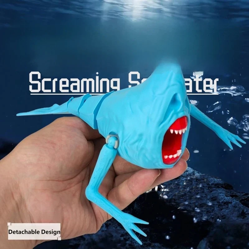 3D Printed Articulated Deep Sea Monster Figure Screaming Sea Eater Collectible with Articulated Figure Desk Shelf