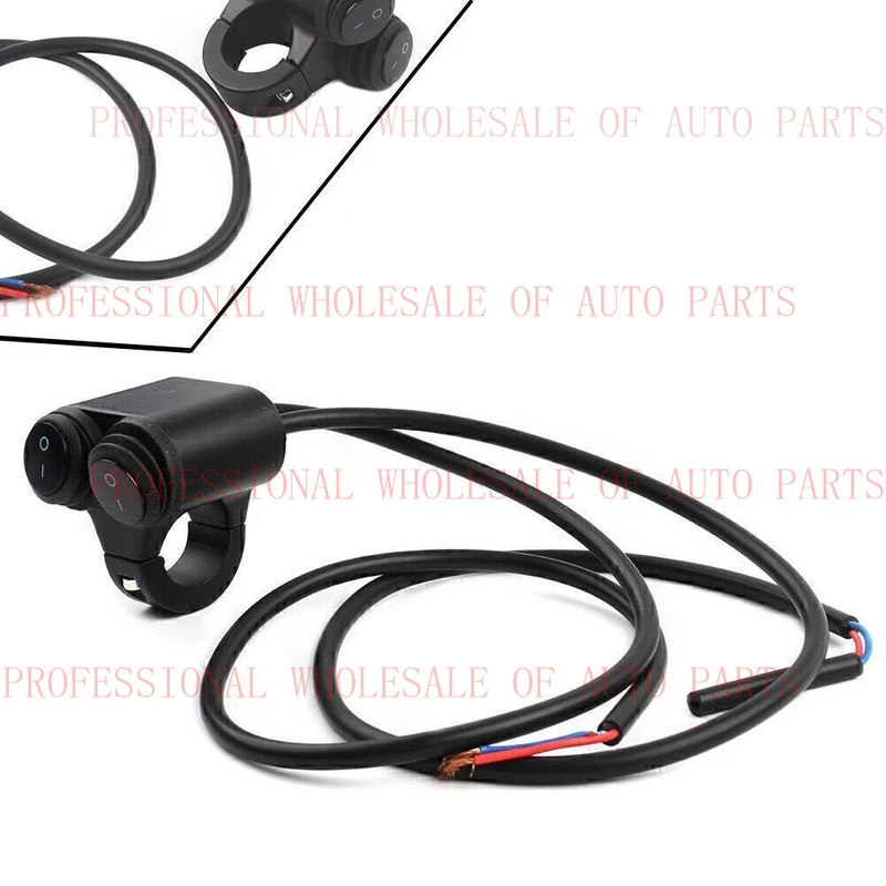 V+ 7/8'' 22mm 12V Handlebar Headlight Fog Spot Light Dual On Off Switch Black