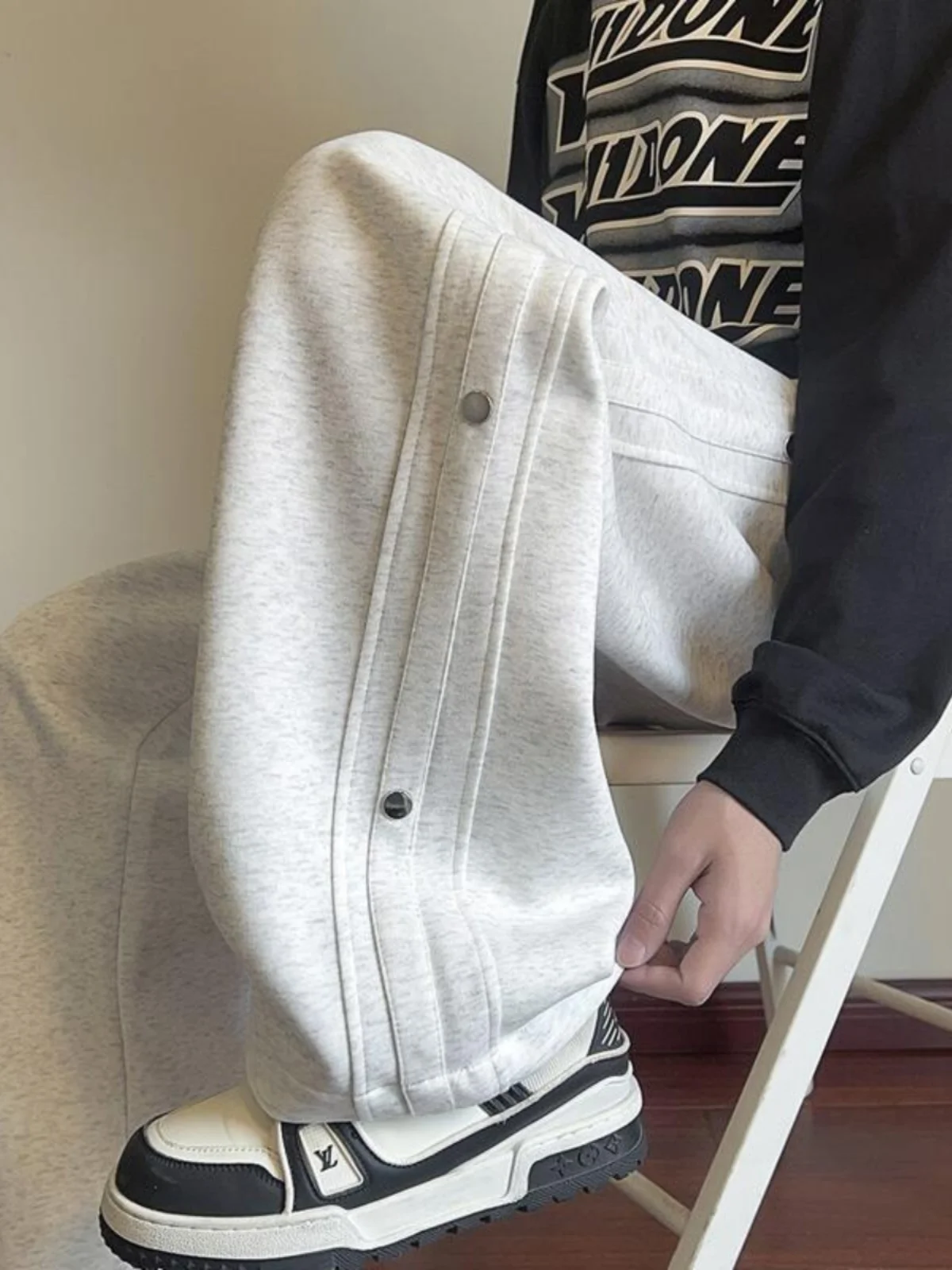 

Спортивные спортивные штаны с пуговицами в американском стиле ретро, мужские весенне-осенние свободные прямые повседневные брюки, широкие подростковые джинсы