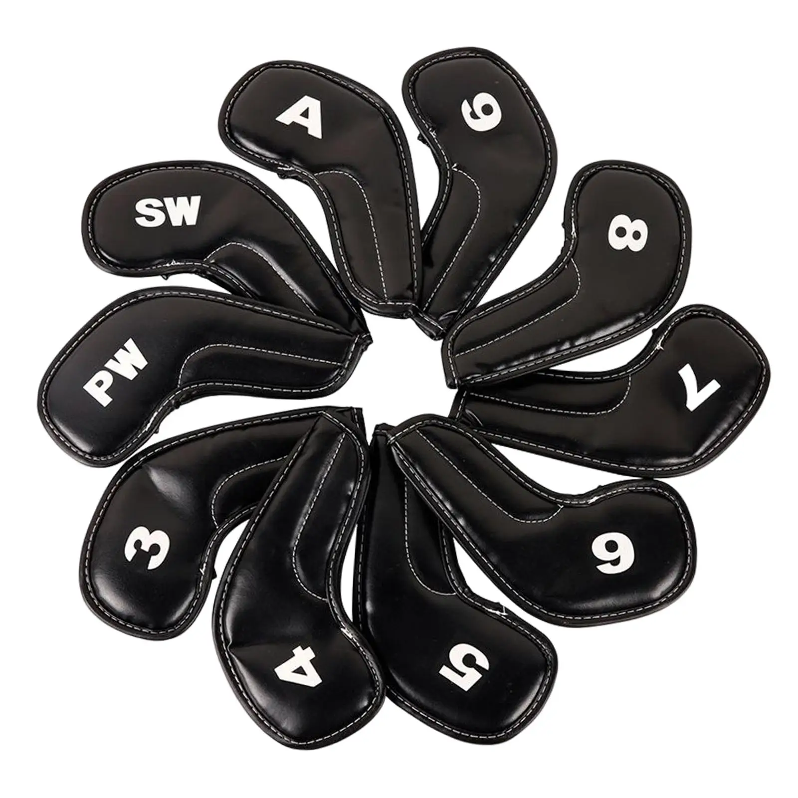 

10x Thick Golf Iron Headcovers Set Golf Club Headcover Training Equipment Sticky 3-9 P A S PU Leather Sleeve for Outdoor Sports