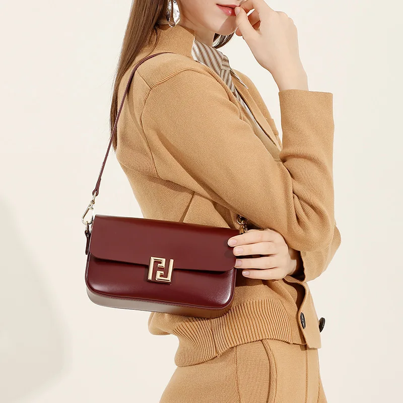 

2025 Genuine Cowhide Satchel Luxury Designer Crossbody Shoulder Bag 2026 New Fashion Handbag for Women