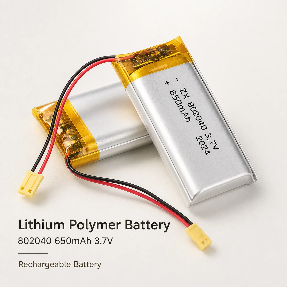 Rechargeable LiPo Battery 802040 3.7V 650mAh with Protective Plate Lithium Polymer Cell for Headphones Beauty Devices
