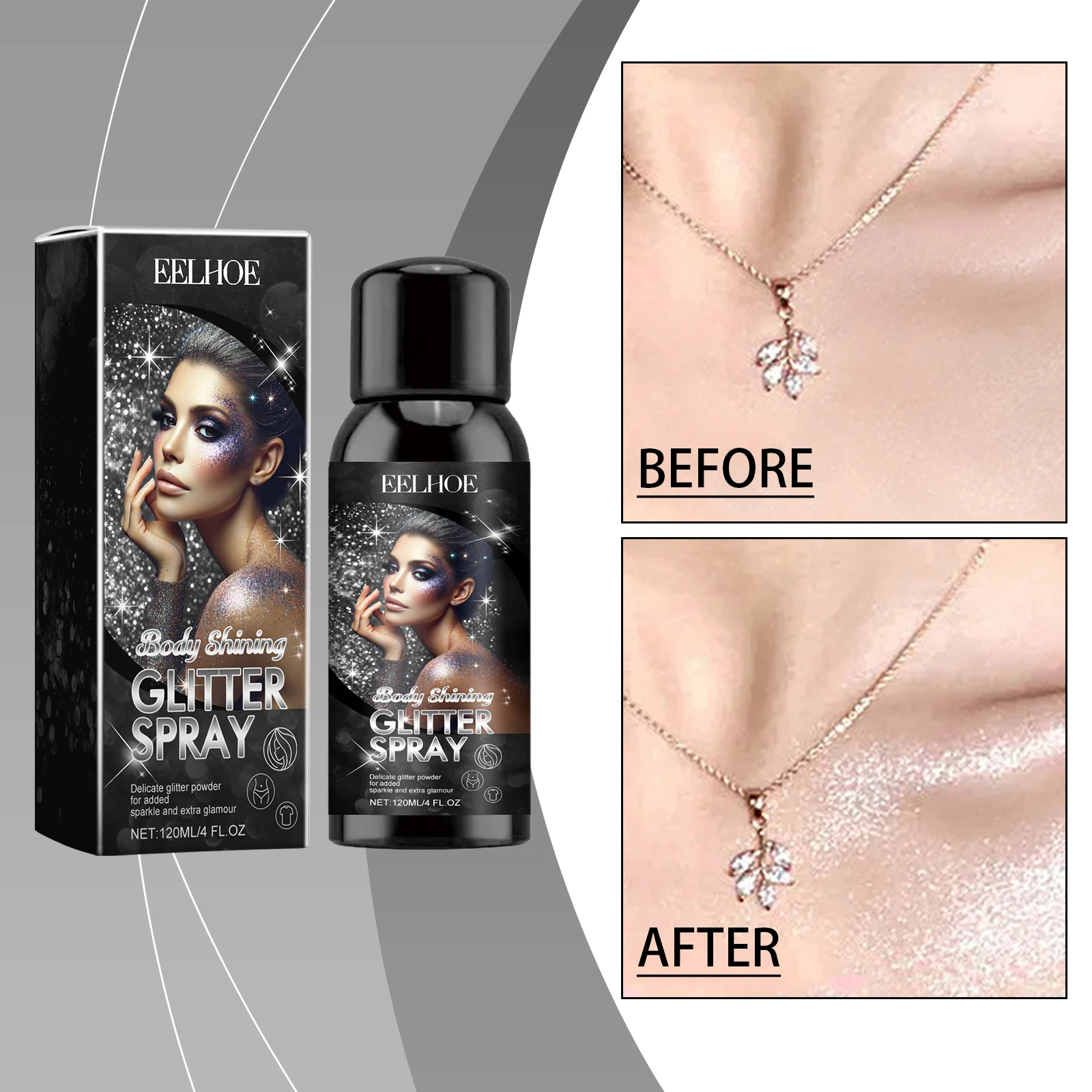 EELHOE Highlighter Powder Spray Body Liquid Highlight High Gloss Glitter For Face Body Makeup Shimmer Sparkle Powder Cosmetics