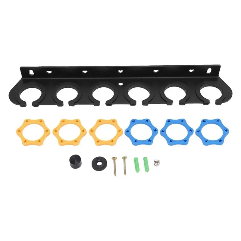 AT82-Mic Stand Storage Organizer 6 Microphones Organizer With Anti Slip Rings For Wired Wireless Mics Stand Or Wall Mount