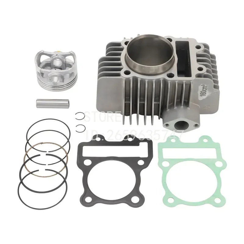 YX160 Motorcycle Cylinder Assembly Kit with Piston and Paper Gasket for YX 160 Engine Parts Replacement Set