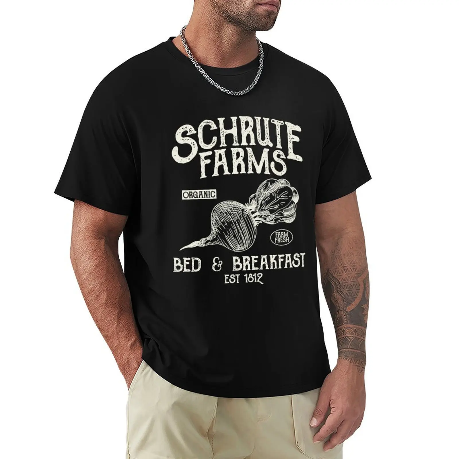 Schrute Farms Retro Vintage Distressed Design T-Shirt Retro Graphic Print T-Shirt