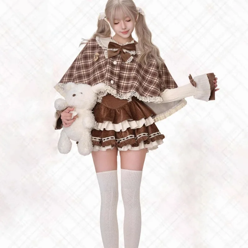 

New in Matching Sets Lolita Style 3 Piece Sets Woman Outfit Two Piece Dress Set Birthday Christmas New Year Ladies Outfit Suits