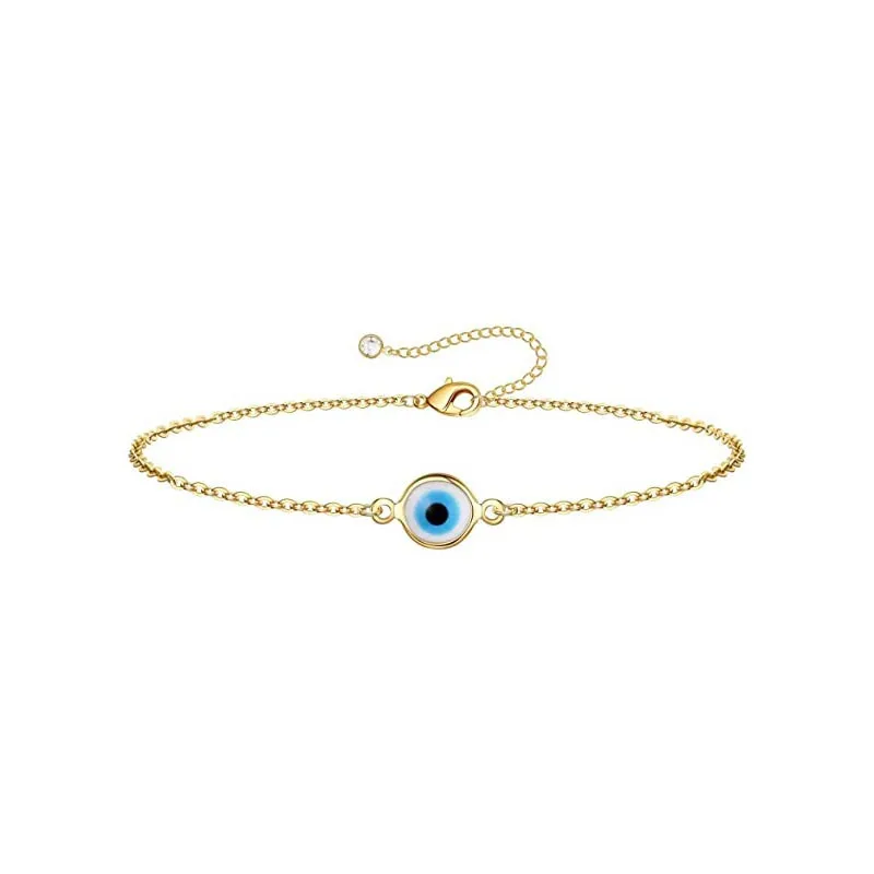 

18K Gold Plated Stainless Steel Lucky Turkish Blue Evil Eye Bracelet for Women Fashion Charm Jewelry Bangle Gifts