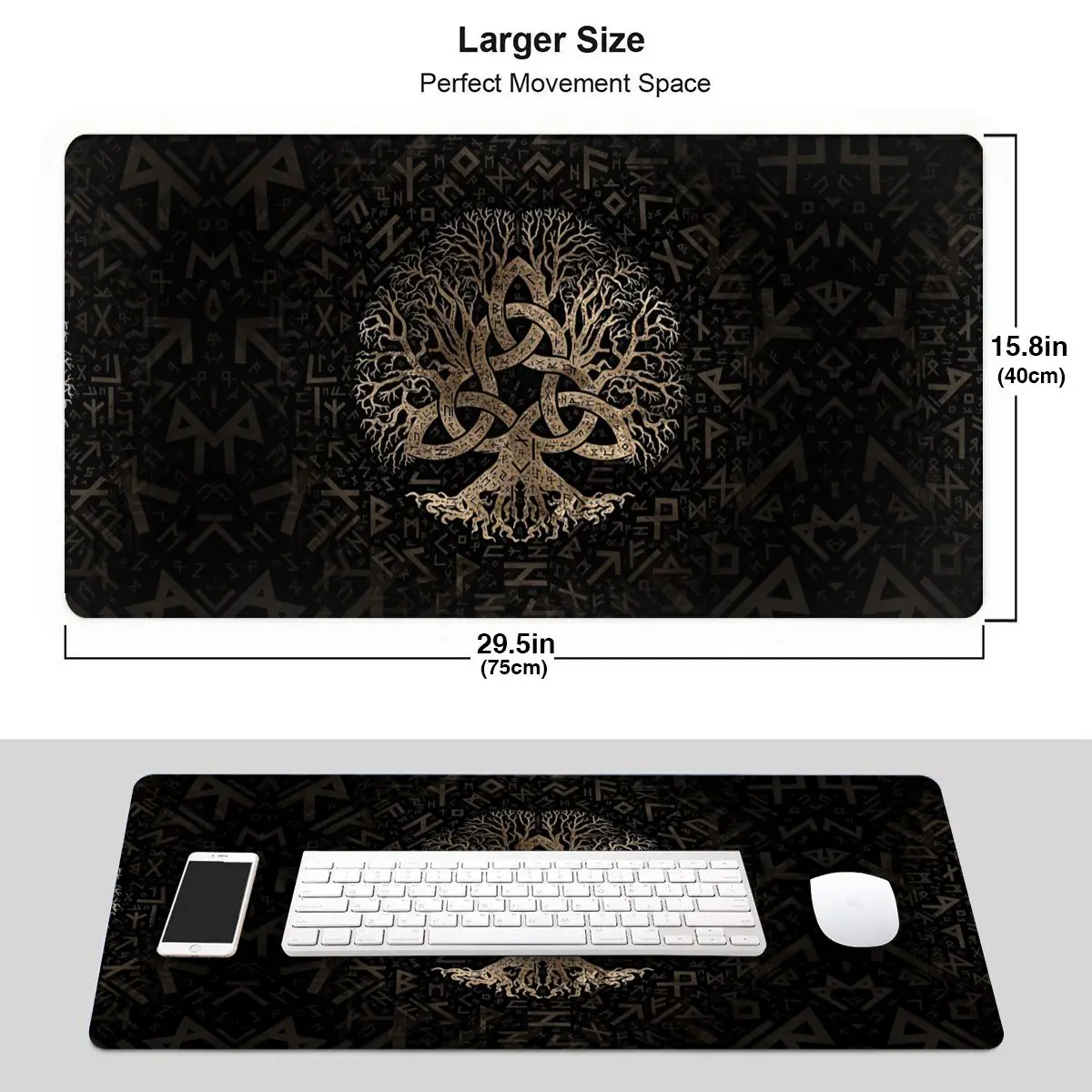 Tree Of Life With Triquetra On Futhark Viking Laptop Mouse Pad PC Desk Mat Viking Valhalla 900x400 Rubber Mousepad for Gamer