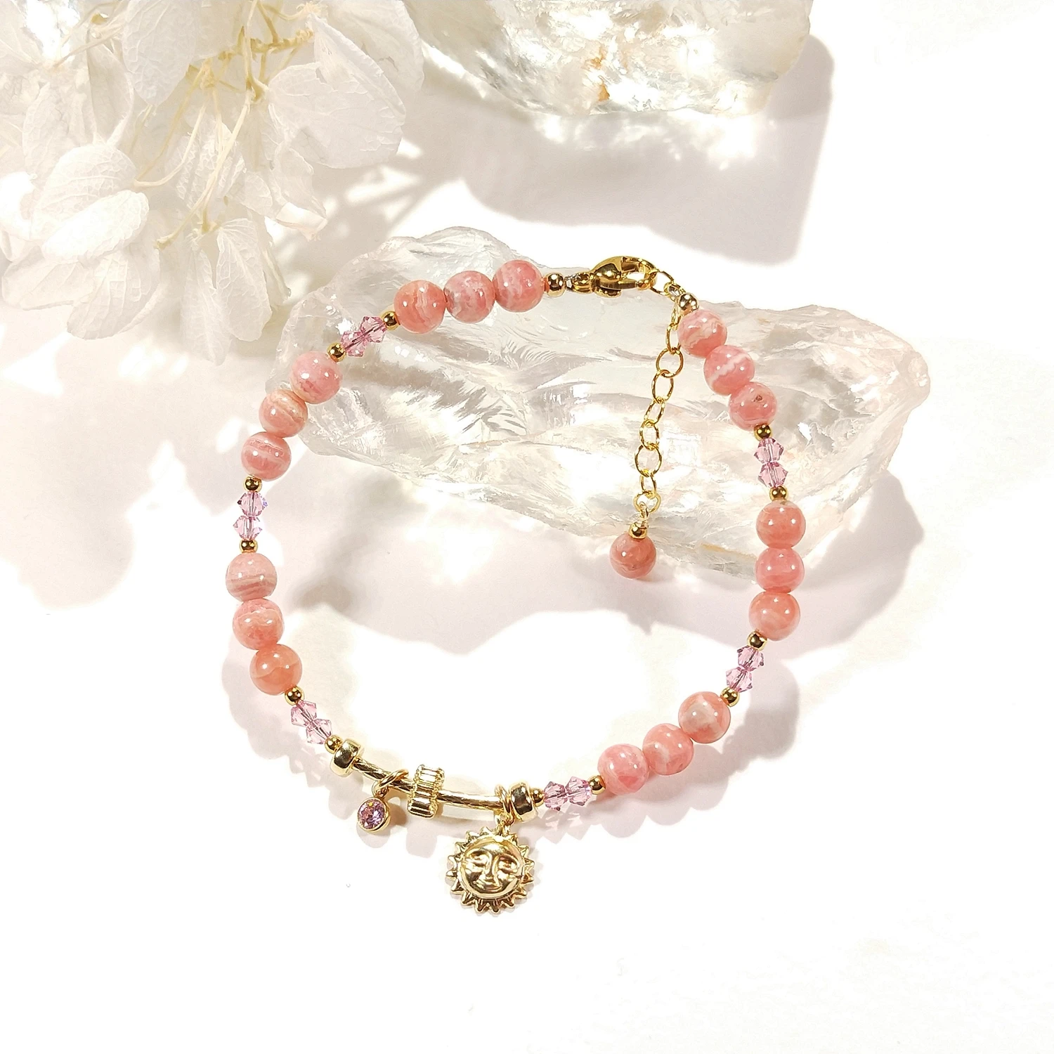 Imagem -05 - Pulseira Lii ji Rhodochrosite Amuletos Americanos Cheios de Ouro 14k Joias Fashions Artesanais mm