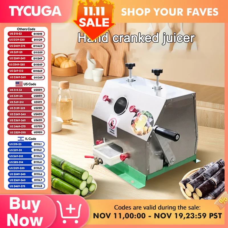 Commercial Sugarcane Juicer Stainless Steel Hand-Cranked Manual Sugarcane Ginger Squeezer  Sugarcane Juicer Cane-Juice Machines