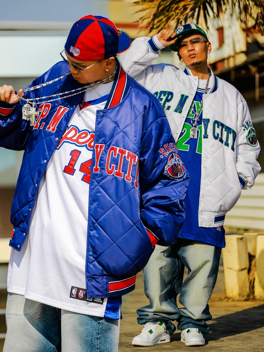 

Классическое американское повседневное большое хлопковое джемтовое пальто в стиле хип-хоп с ромбовидным узором, осень-зима, тонкая футболка среднего размера в тон...