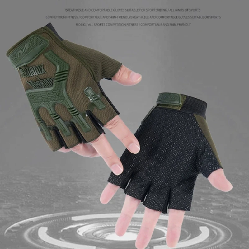 Half Finger Camouflage Gloves for Men's Sports and Fitness Half Finger Outdoor Cycling Exposed Finger Gloves