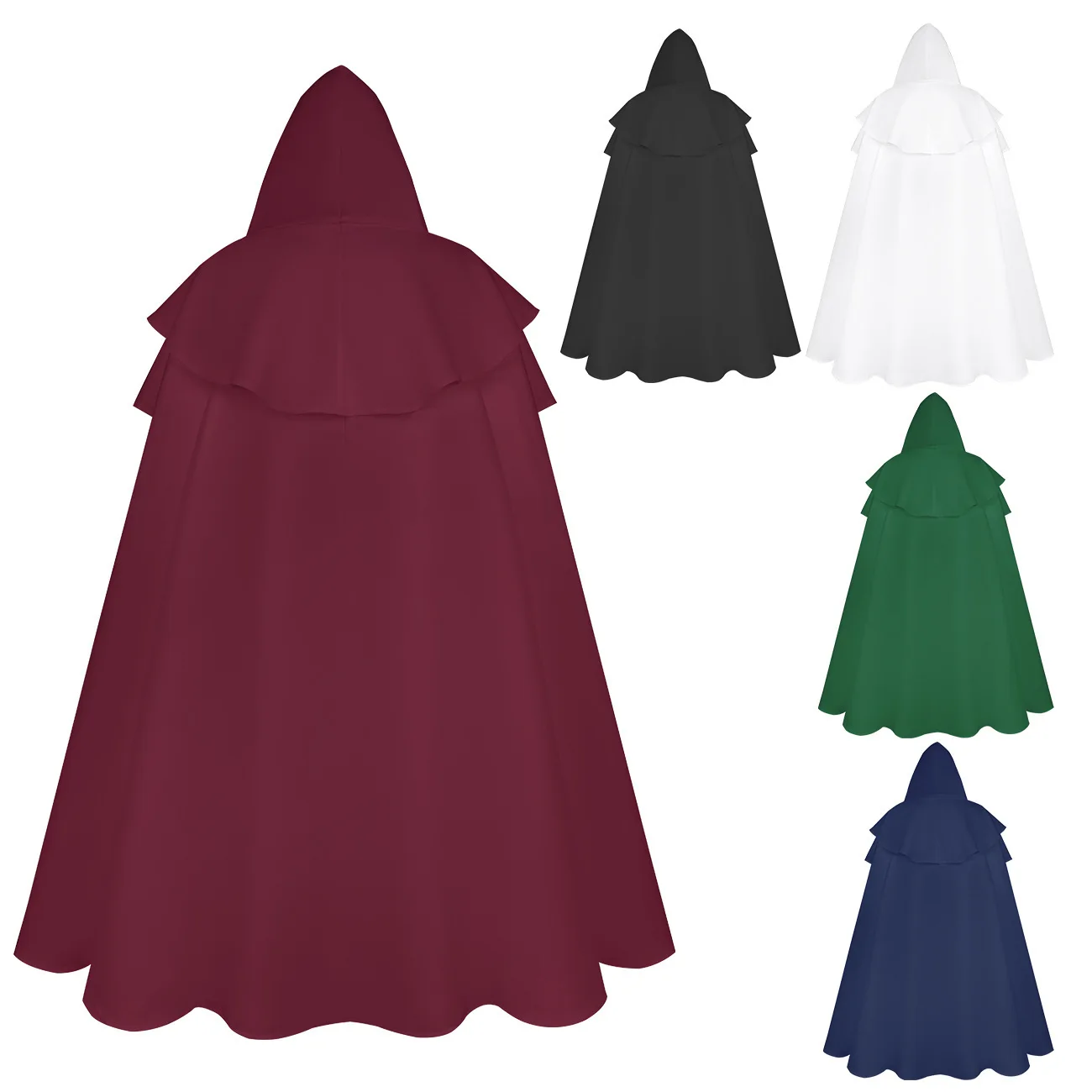 할로윈 중세 무대 공연 의상 어쌔신 크리드 코스프레 후드 5색 로브 망토 마녀 여성 패션