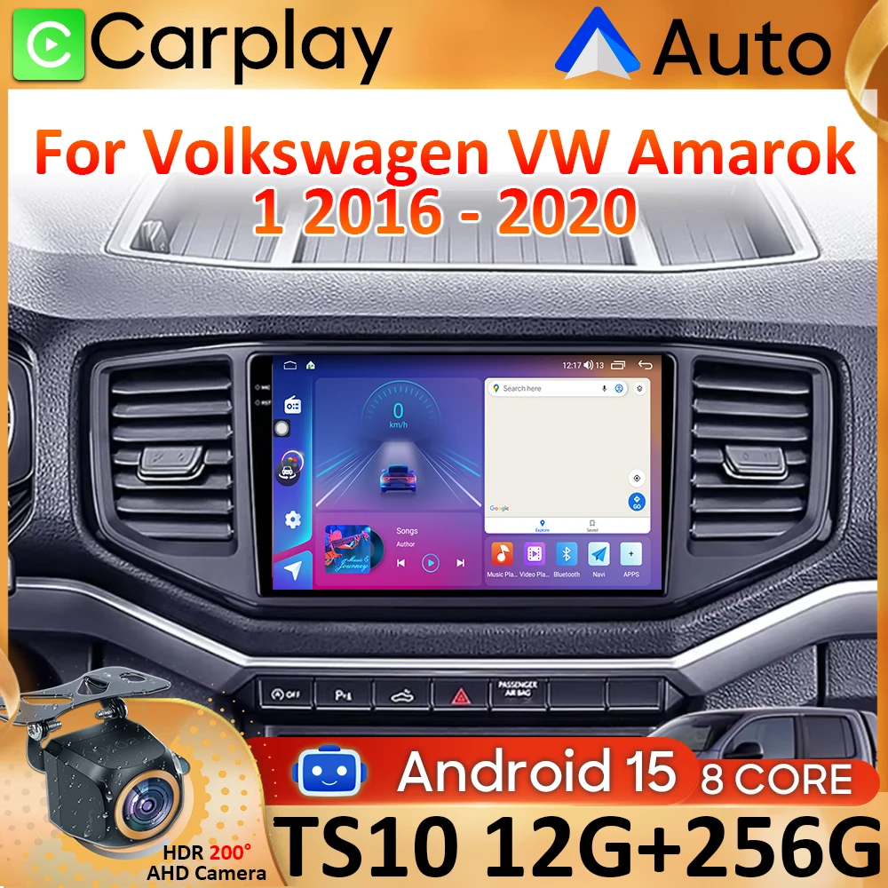 Android 15 Carplay Auto для Volkswagen Amarok 1 2016-2020 Автомобильный радиоприемник Мультимедийный видеоплеер Навигация GPS Без 2Din Видео Wi-Fi