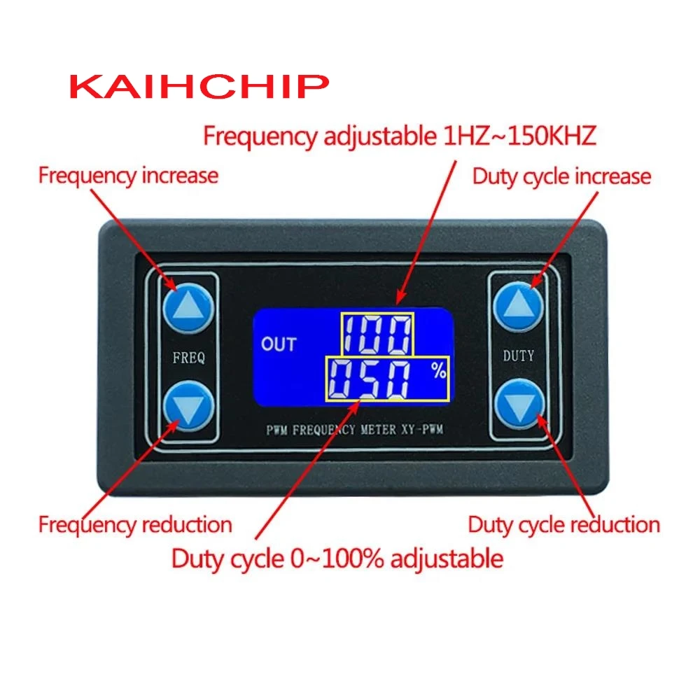 Signal Generator PWM Pulse Frequency Duty Cycle Adjustable Module LCD Display 1Hz-150Khz 3.3V-30V PWM Board Module