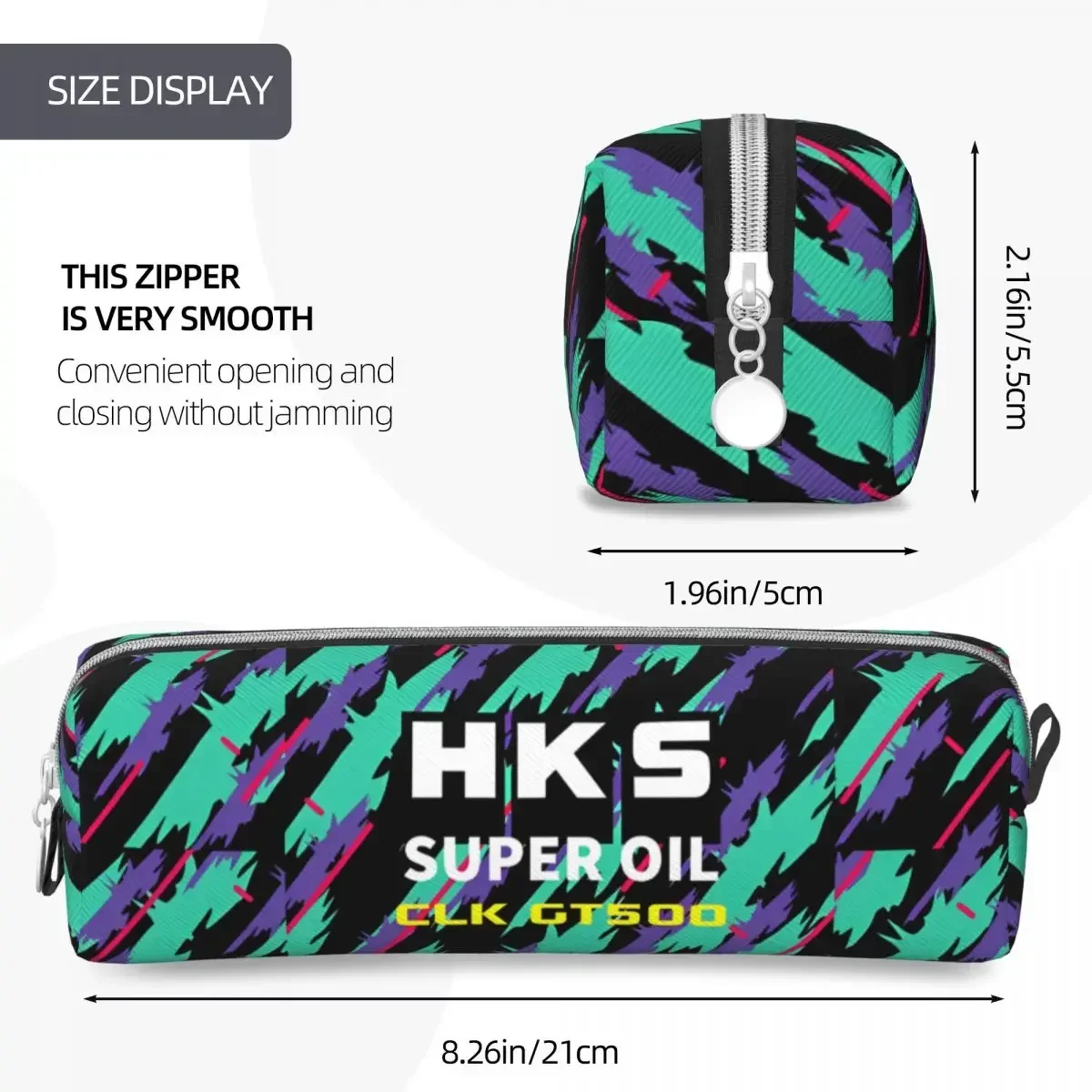 HKS Advan JDM Pencil Case Fashion Drift Car Pen Box Bag for Student Large Storage Office Zipper Pencilcases