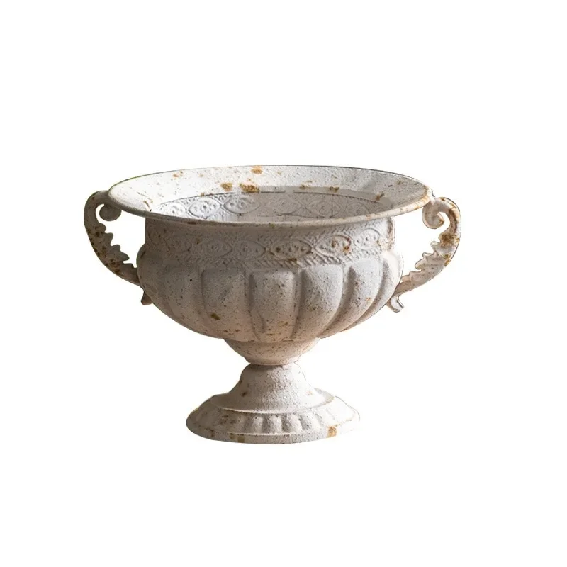 Retro Iron Art Dried Flower Vase Photography Studio Old Decoration Ornament French Romantic Trophy Shaped Craft