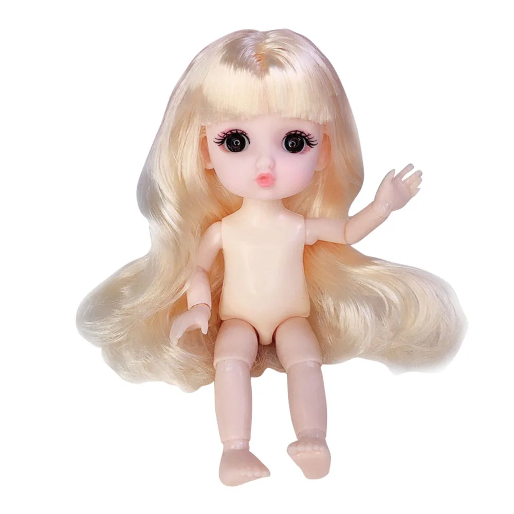 Cute 17 cm bjd Pout Doll Body 1/8 with Head and Shoes Mini Doll Naked Body 13 Movable Joints Charming Big Eyes Kids DIY Toys