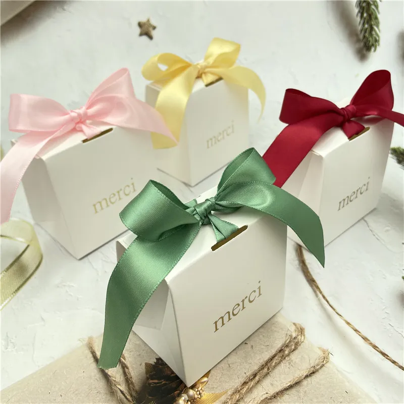 10pcs White Paper Box Small Gift Packaging Boxes Wedding Gifts For Guests Candy Box Baby Shower Party Christmas Sweet Boxes