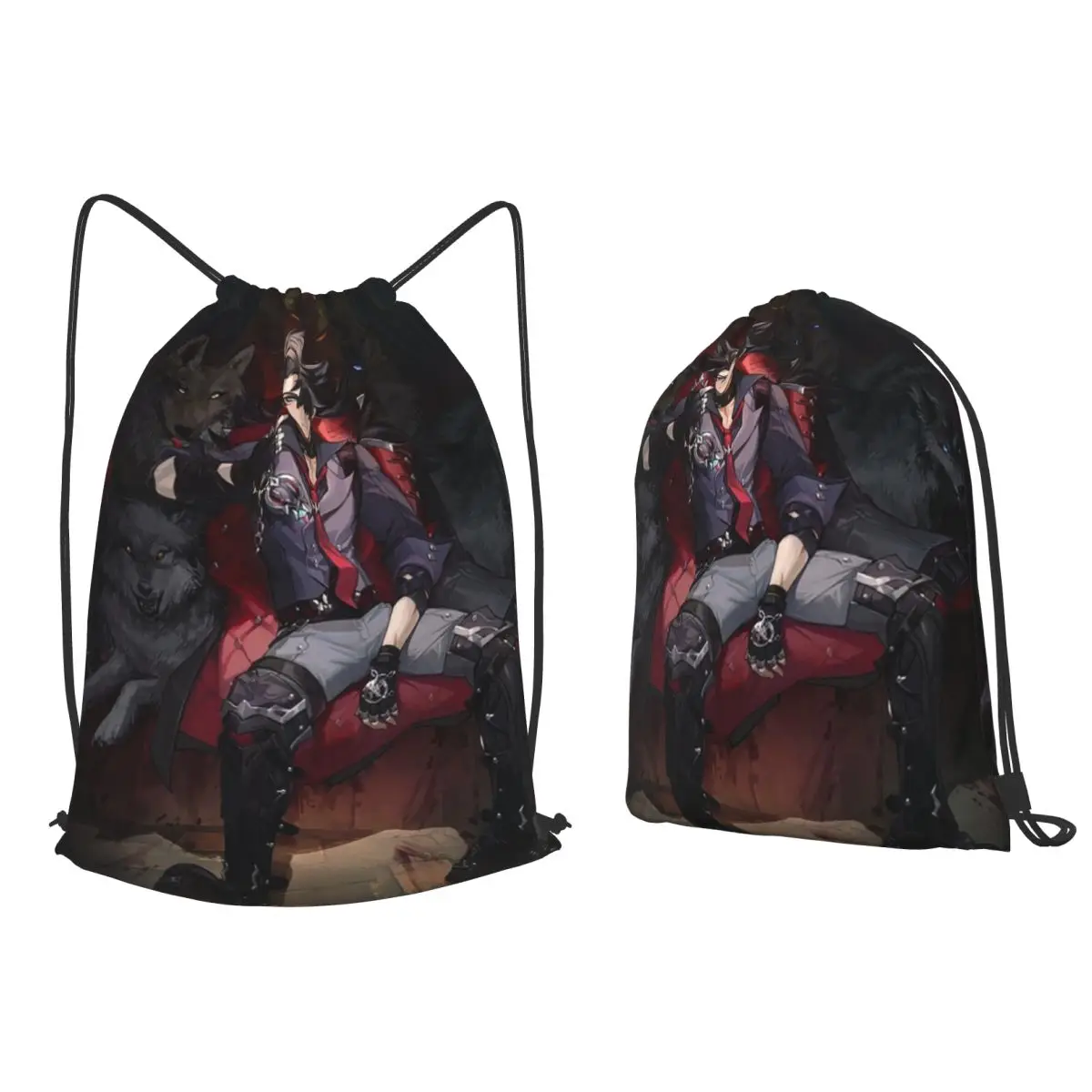 Genshin Impact Wriothesley Risley Backpacks Casual Drawstring Bags Sports Bag Book Bags for Travel School
