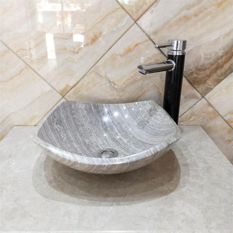 Quadrangle basin marble shaped art tabletop basin bathroom minimalist basin