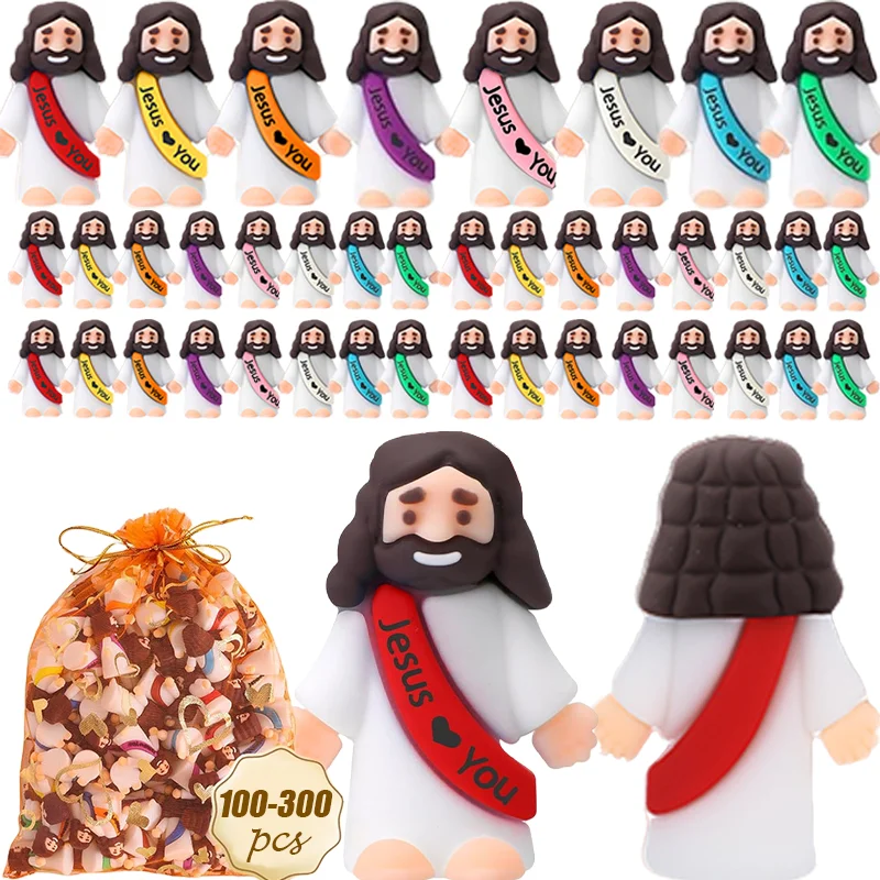 Figuras de Jesús te amo, 100-300 Uds., figuritas de Jesús bebé a granel, figuras de pequeños Jesús para ocultar y buscar, regalos de bautismo, huevo de Pascua