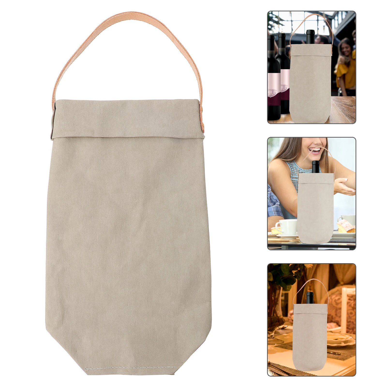 

Portable Kraft Paper Packing Pouches Single Bottle Packaging Bags Gift Carry Reusable Eco Friendly Bar Tools