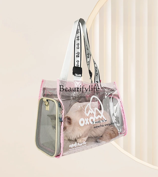 Pet Bag Cabin Cat Bag Portable Large Capacity Transparent School Bag Carrying One Shoulder Crossbody Cat