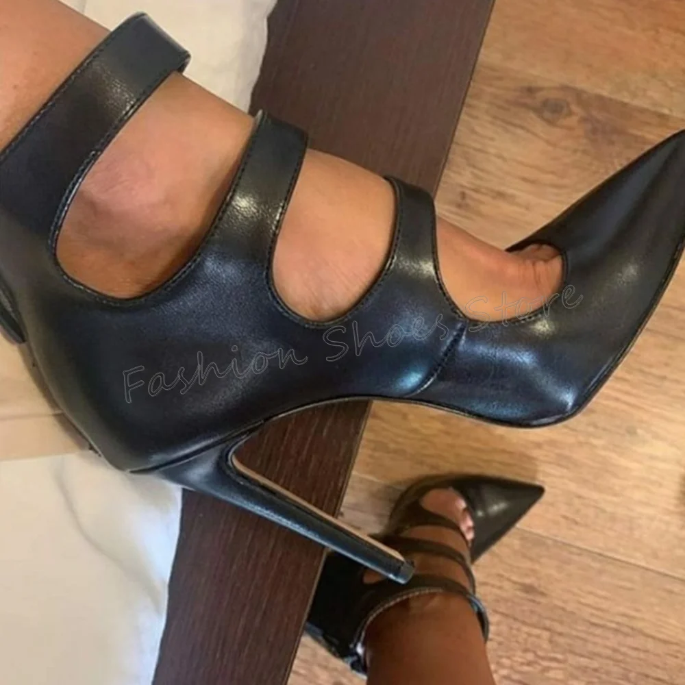 

Black Pointed Toe Back Zipper Sandals Boots Matte Leather High Heel Shoes for Women Fashion Heels 2024 New Zapatos Para Mujere