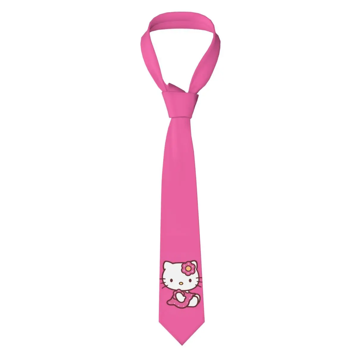 Hello Kitty Wear A Dress Men Neckties Skinny Polyester 8 cm Narrow Neck Ties for Men Accessories Gravatas Business