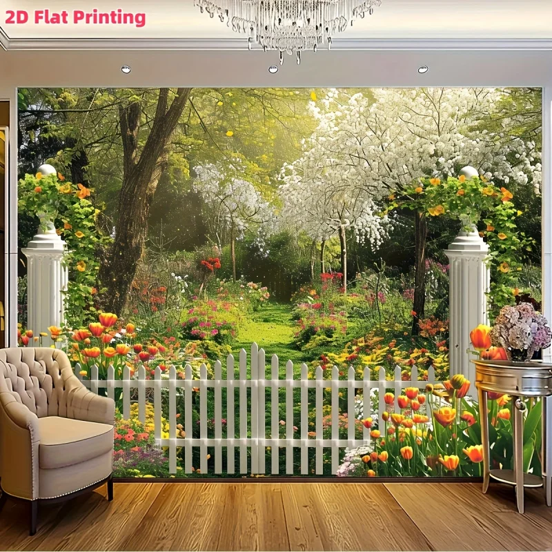 VIKAMA Frühlingsgarten-Hintergrund für Oster- und Geburtstagsfeiern, Fotografie-Hintergrundbanner