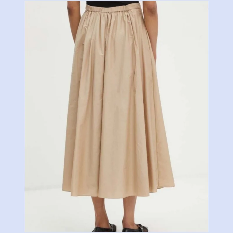 26 year new women's simple commuting elastic waistband A-line large swing mid length skirt