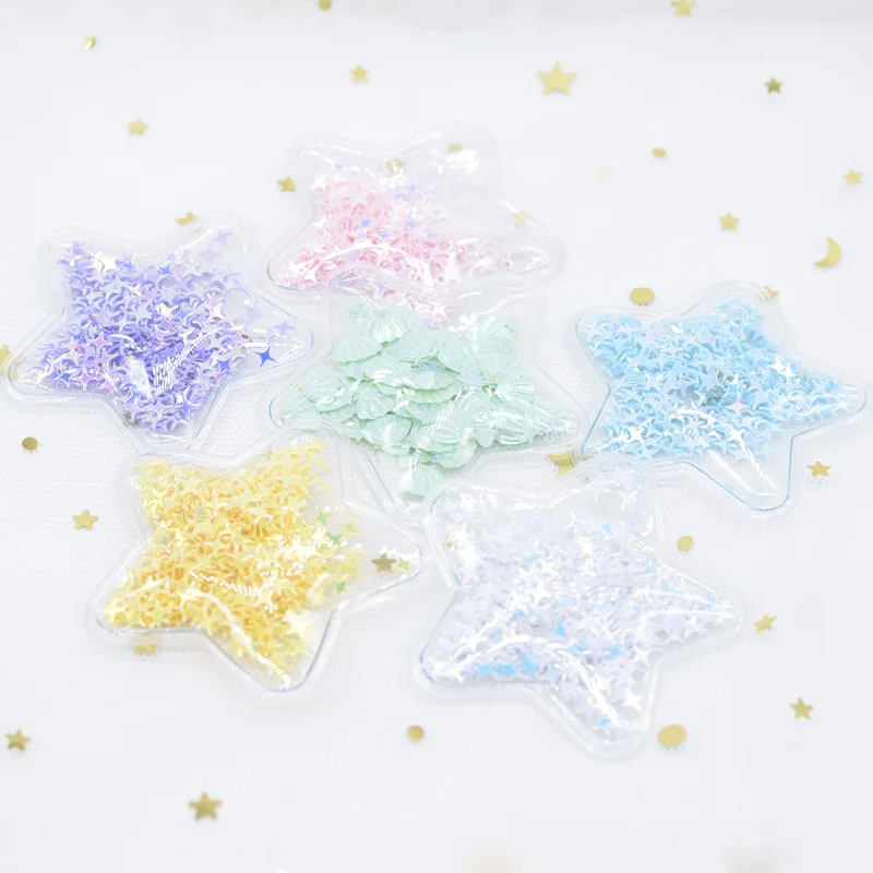 12 pezzi 5 cm stella di plastica trasparente con paillettes scossa all\'interno di applicazioni accessori per copricapi fai da te toppa decorativa