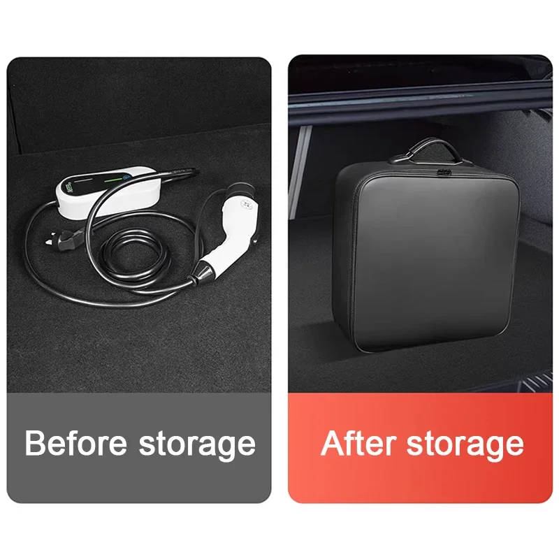 

Fit For Dacia Spring Hipster Portable EV Car Charging Cable Storage Box Electric Vehicle Charger Cables Carry Bag Auto Accessory